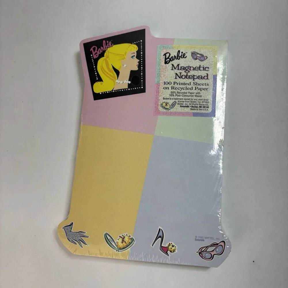 Vintage 1993 Barbie Magnetic Notepad Matell NEW 100 Pages